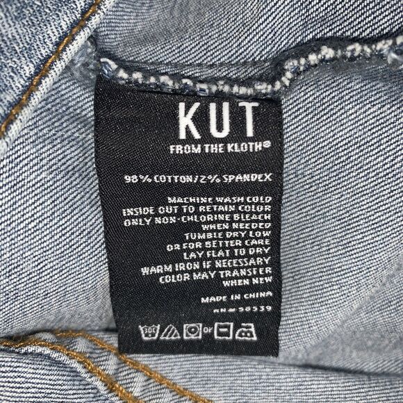 Kut from the Kloth Medium Jean Jacket Distressed Stretch Trucker Blue Denim - Picture 12 of 12
